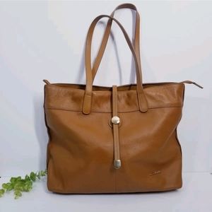Stella & Max Large Camel Pebbled Leather Tote Bag